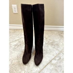 Via Spiga Adina Brown Suede Wedge Boots SZ 6.5 Side Zip